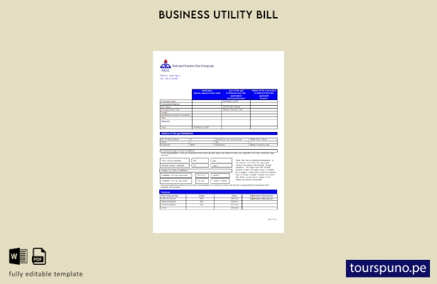 listo para imprimir plantilla de factura comercial de servicios públicos de gas 